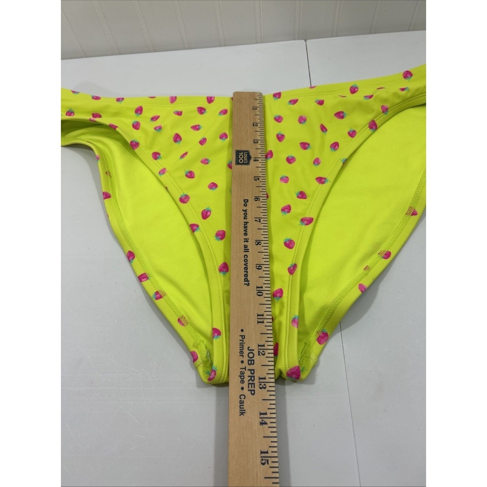Wild Fable Women 1X Bikini Bottom Green Strawberries Low Rise High Leg New - Picture 6 of 6